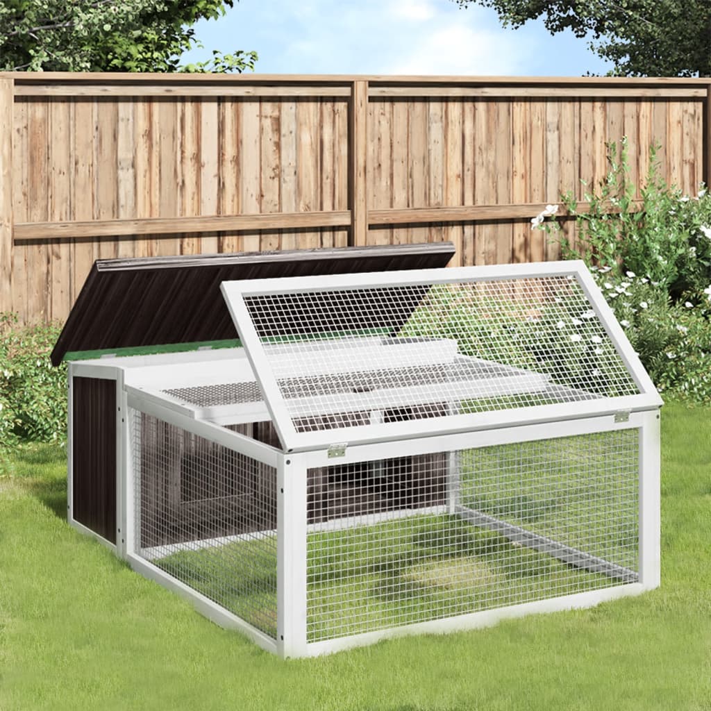 Vidaxl konijnenhok 117,5x97x47,5 cm massief groenenhout grijs
