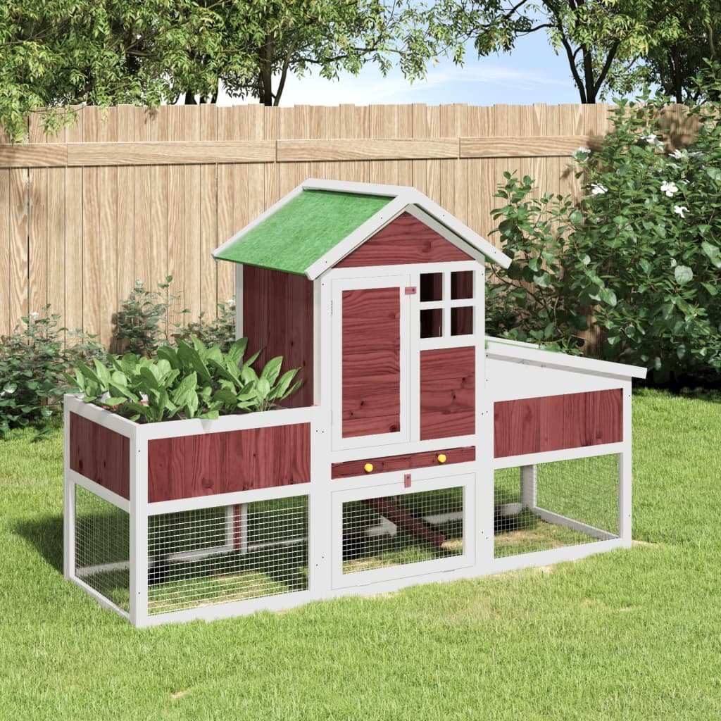 Vidaxl konijnenhok 170x63x113 cm massief groenenhout mokkakleurig