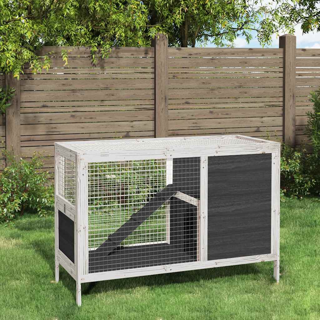 Vidaxl konijnenhok 103x44x69,5 cm massief groenenhout grijs