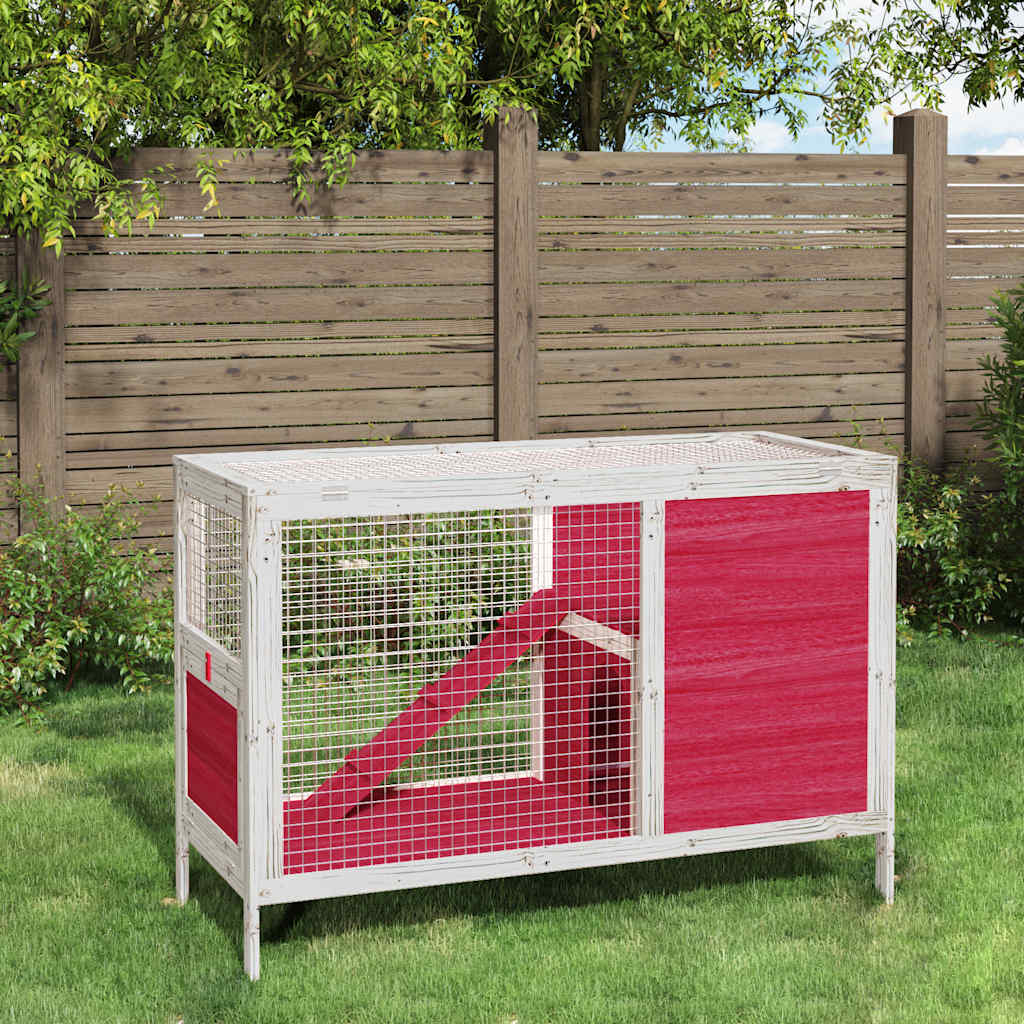 Vidaxl konijnenhok 103x44x69,5 cm massief groenenhout rood