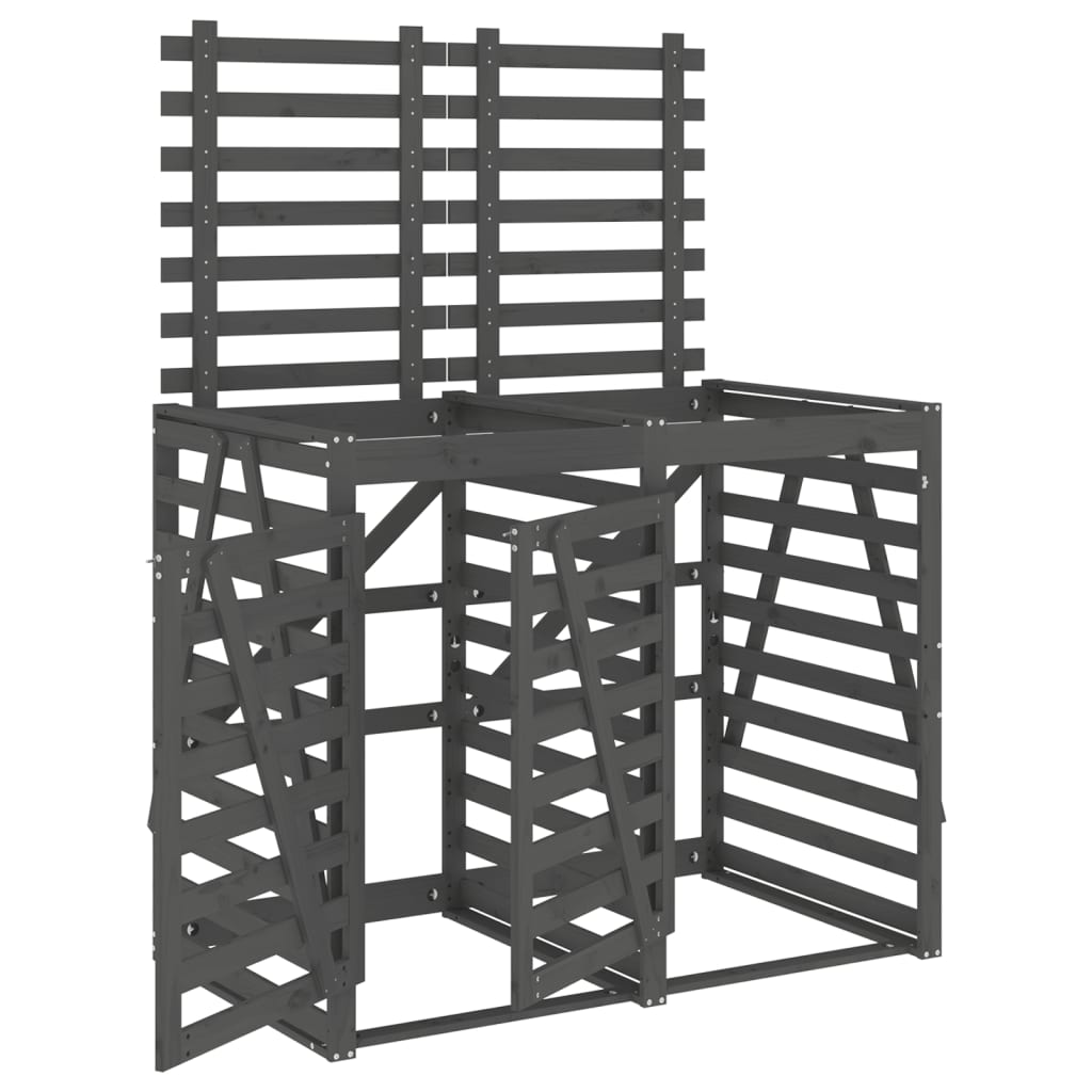 VidaXL Containerberging dubbel massief groenhout grijs