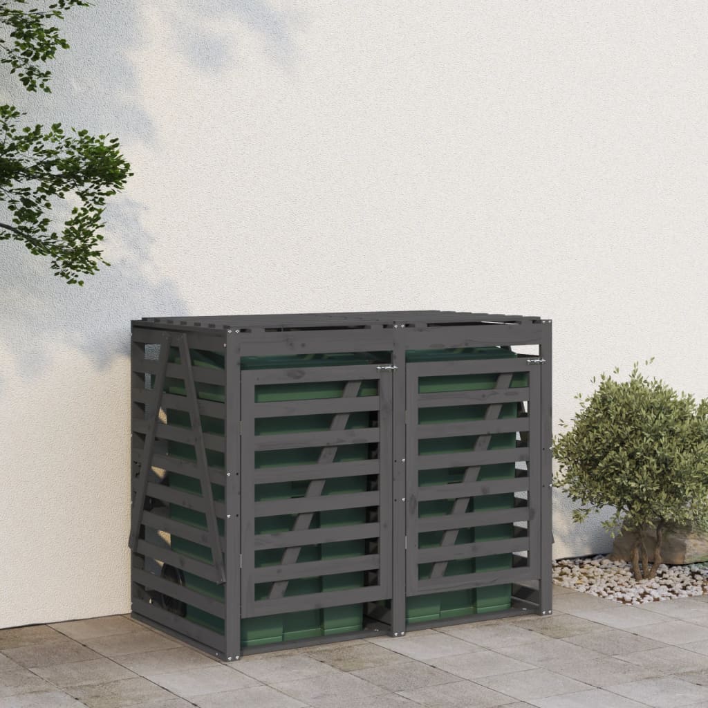 VidaXL Containerberging dubbel massief groenhout grijs