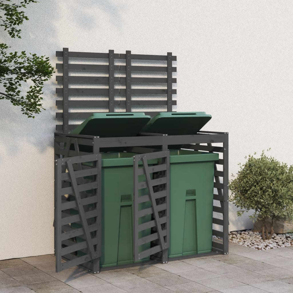 VidaXL Containerberging dubbel massief groenhout grijs