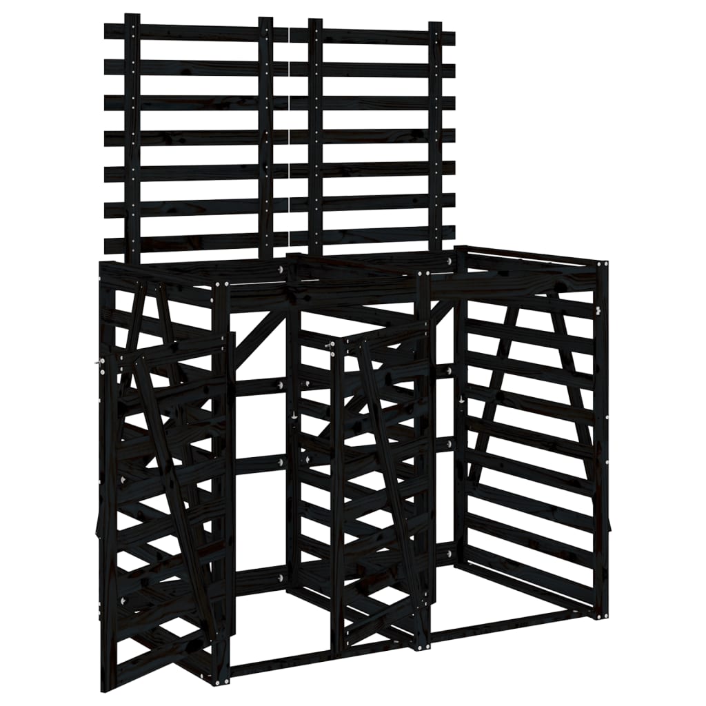VidaXL Containerberging dubbel massief groenenhout zwart
