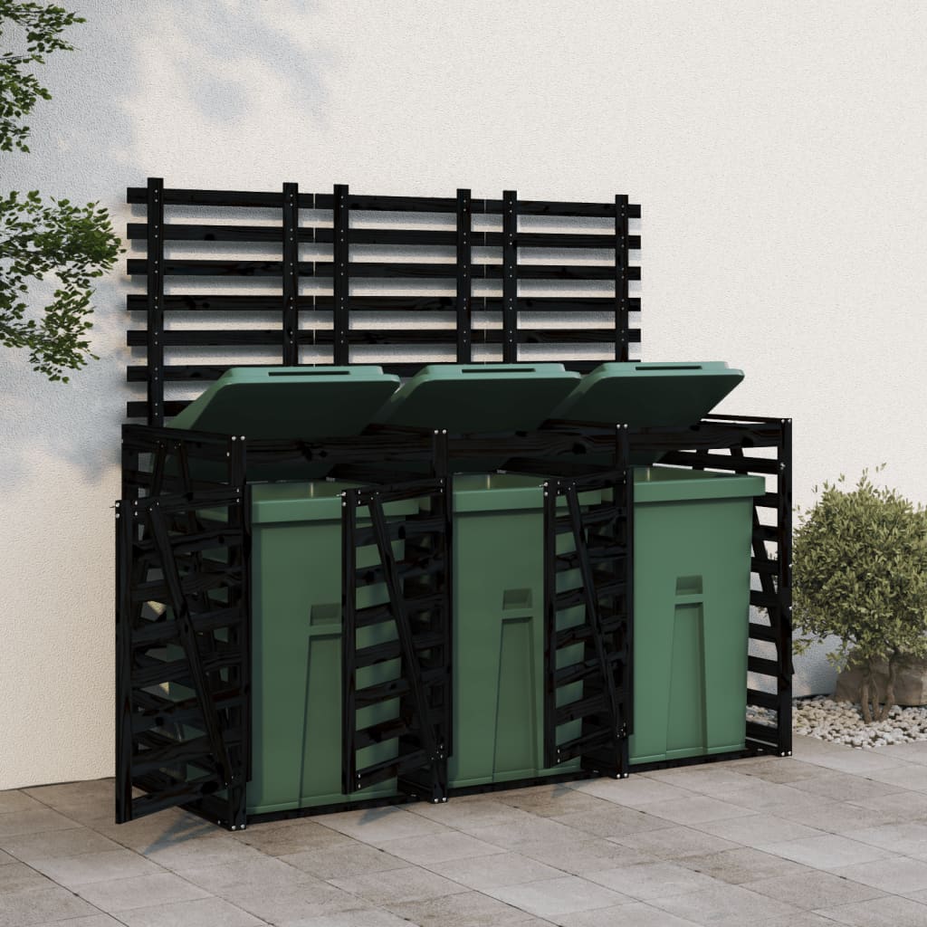 VidaXL Containerberging drievoudig massief groenenhout zwart