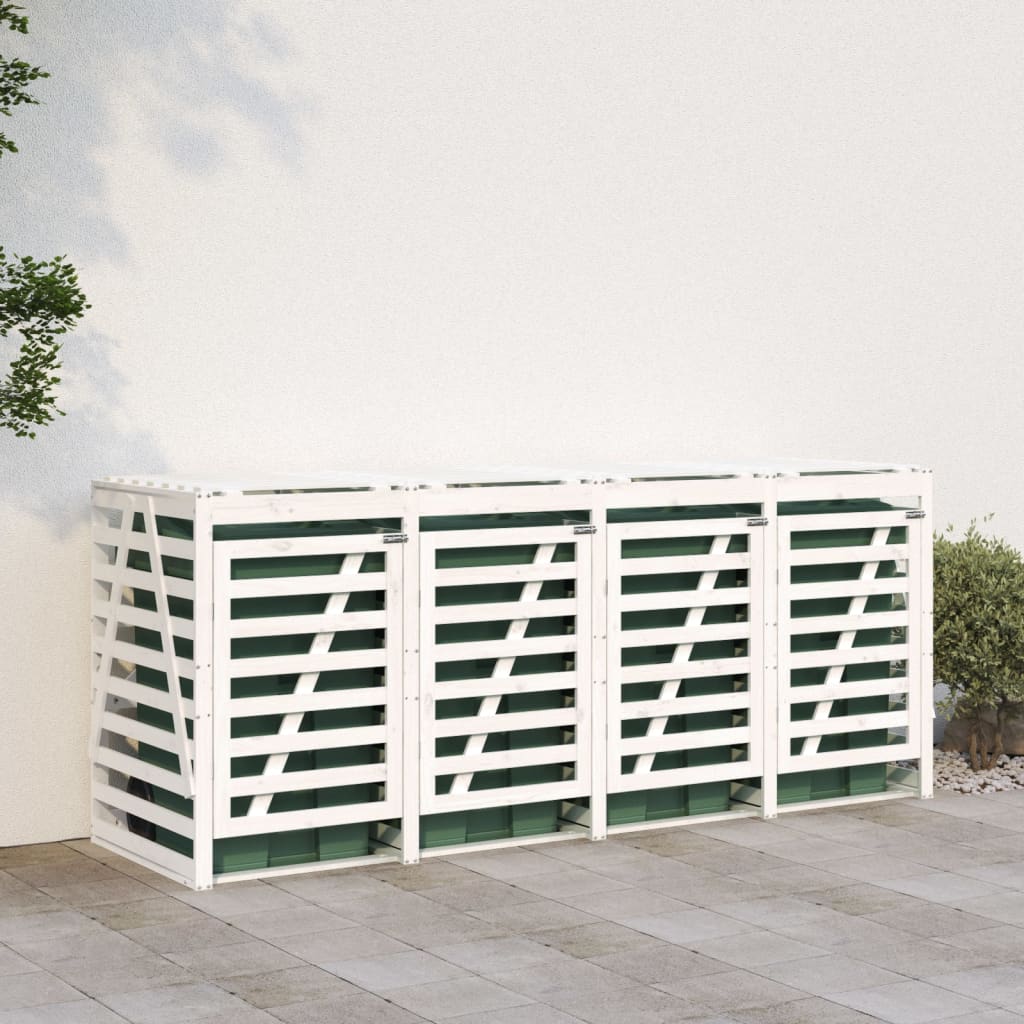 VidaXL Containerberging viervoudig massief groenhout wit