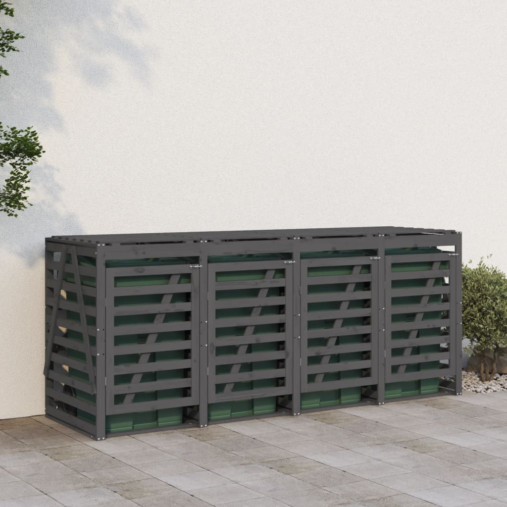VidaXL Containerberging viervoudig massief groenhout grijs