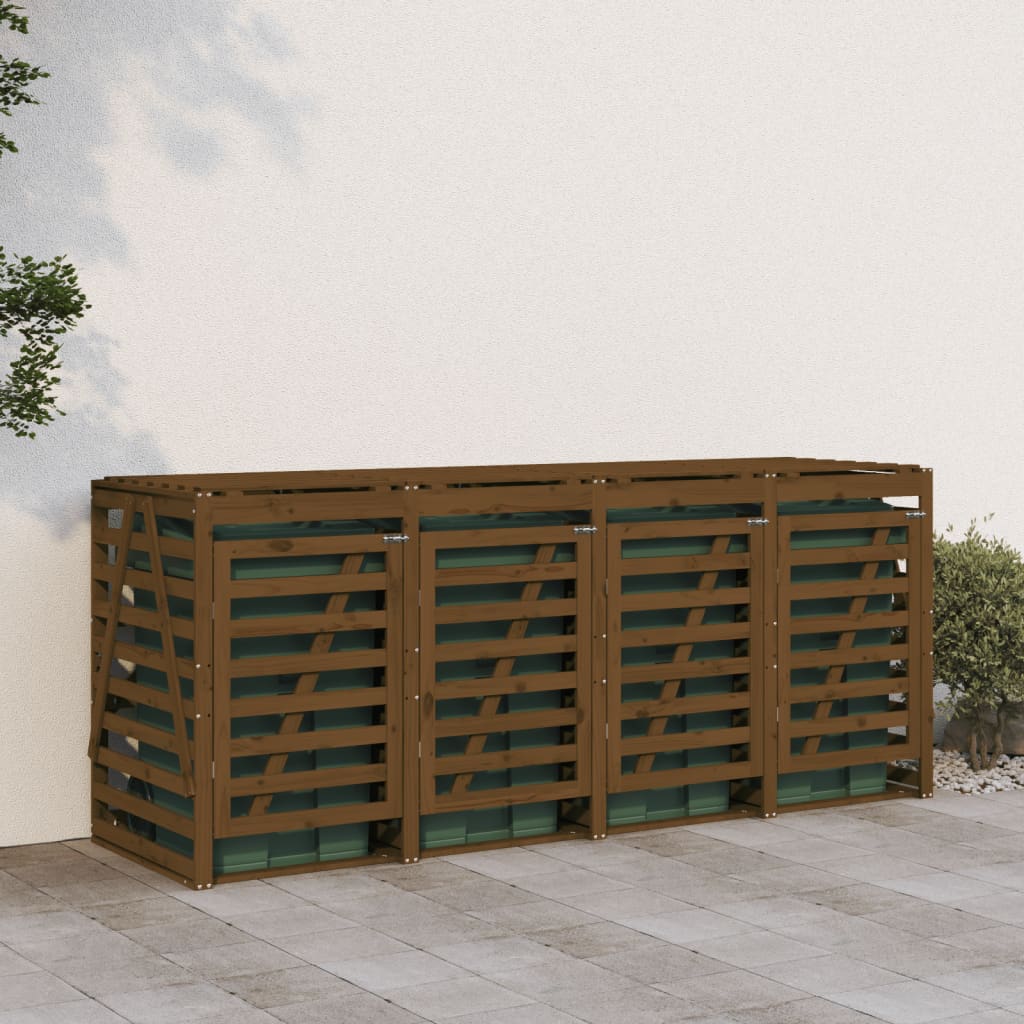 VidaXL Containerberging viervoudig massief groenhout honingbruin
