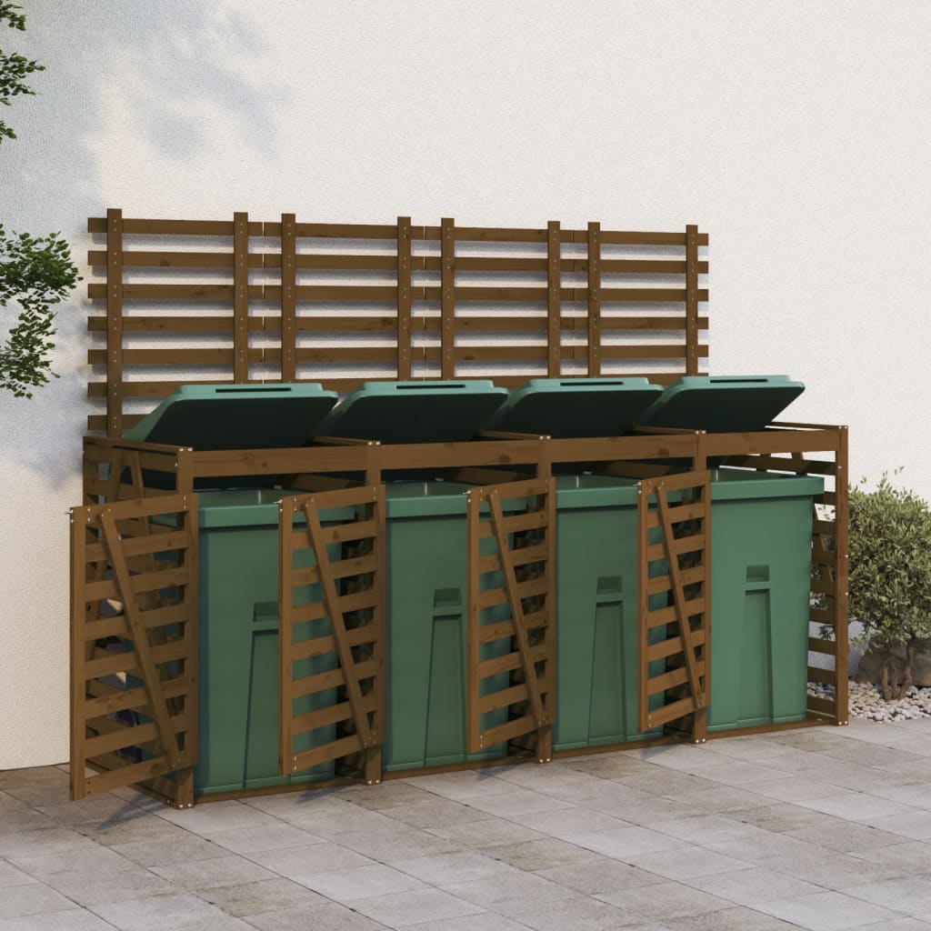 VidaXL Containerberging viervoudig massief groenhout honingbruin