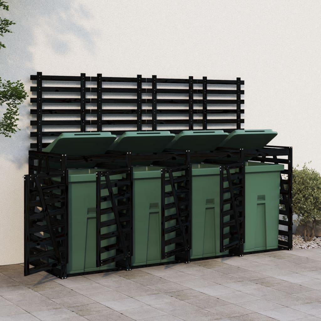 VidaXL Containerberging viervoudig massief groenenhout zwart