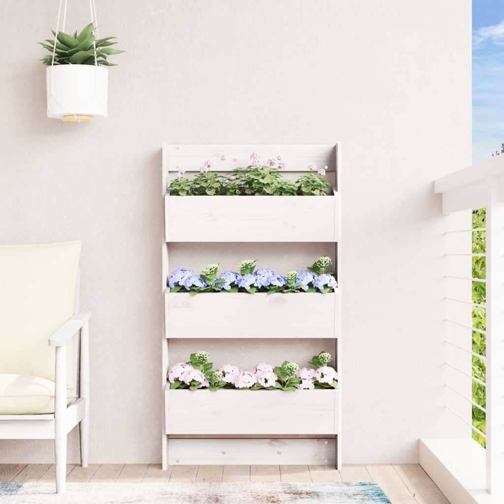 Vidaxl plantenbak wandmontage 3-laags 60x18,5x110 cm groenhout wit