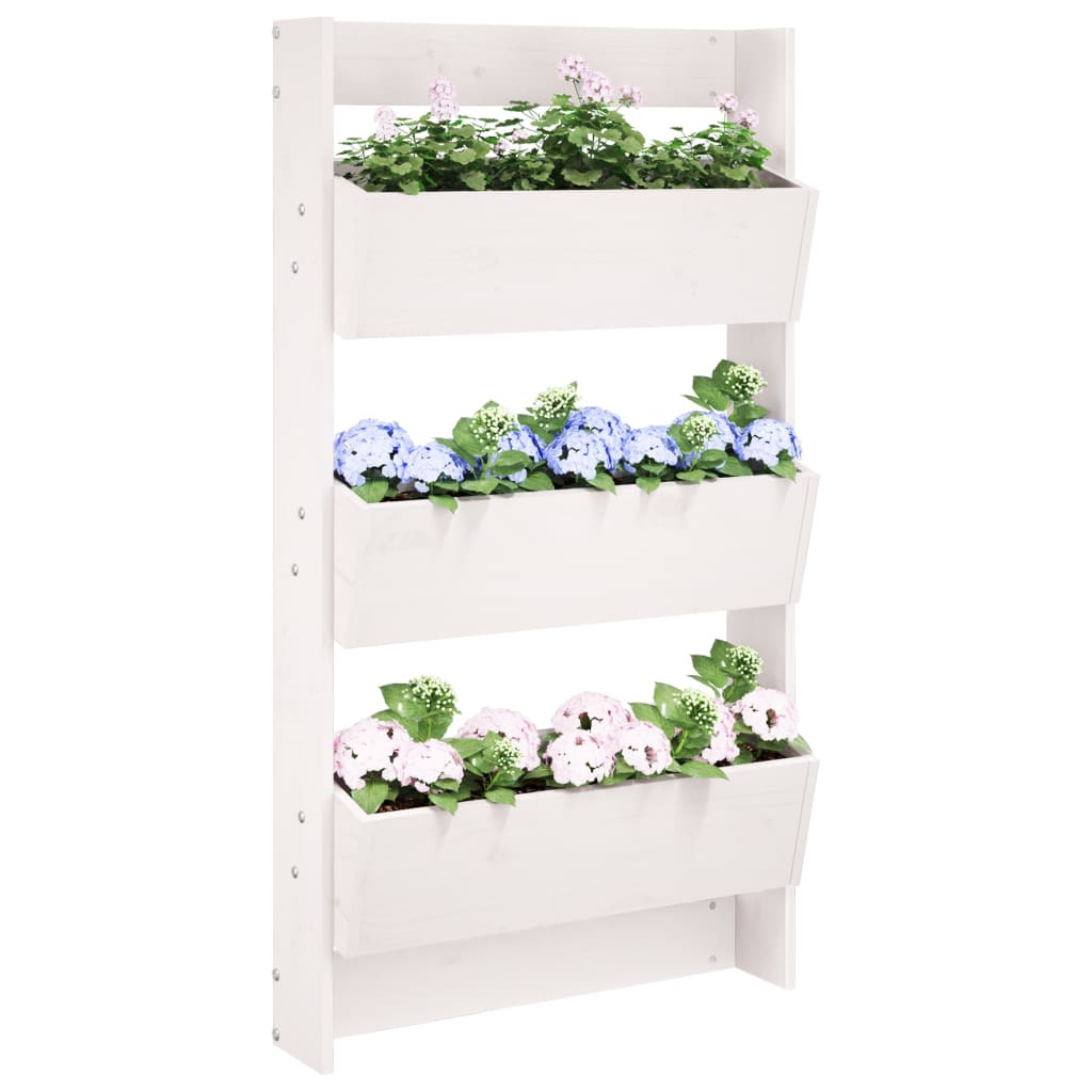 Vidaxl plantenbak wandmontage 3-laags 60x18,5x110 cm groenhout wit