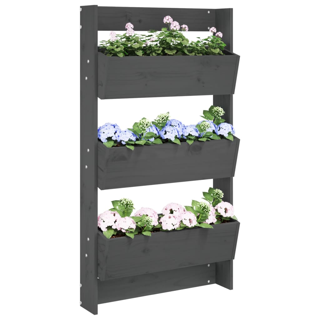 Vidaxl plantenbak wandmontage 3-laags 60x18,5x110 cm groenhout grijs