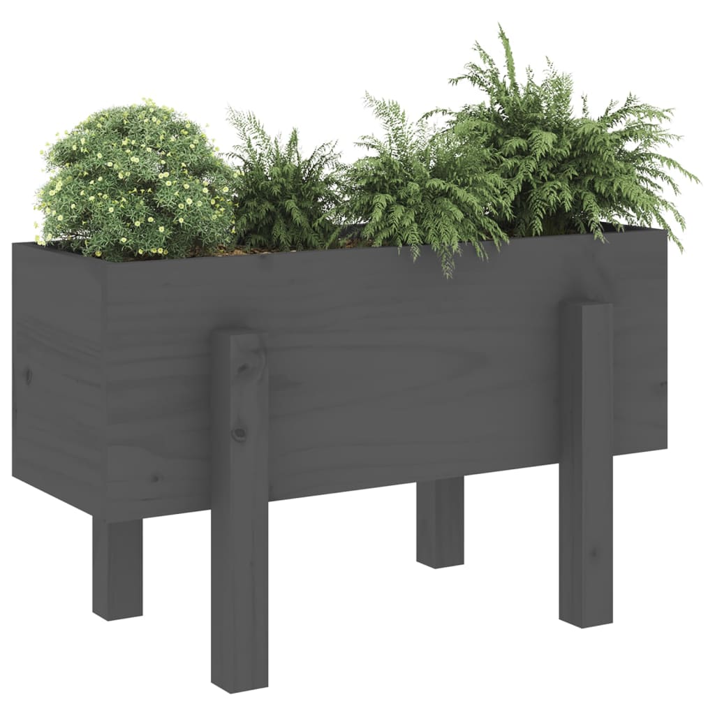 Vidaxl plantenbak 62x30x38 cm massief groenenhout grijs