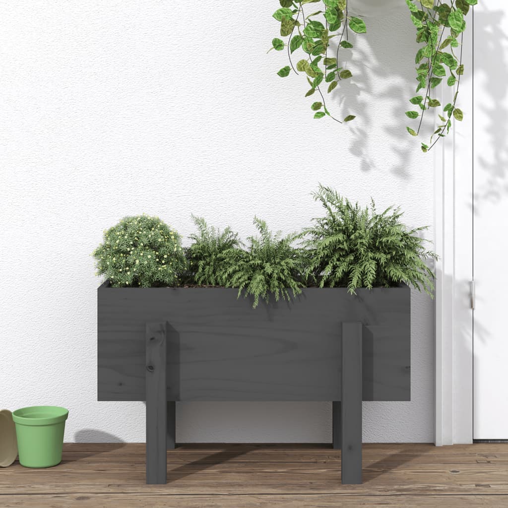 Vidaxl plantenbak 62x30x38 cm massief groenenhout grijs