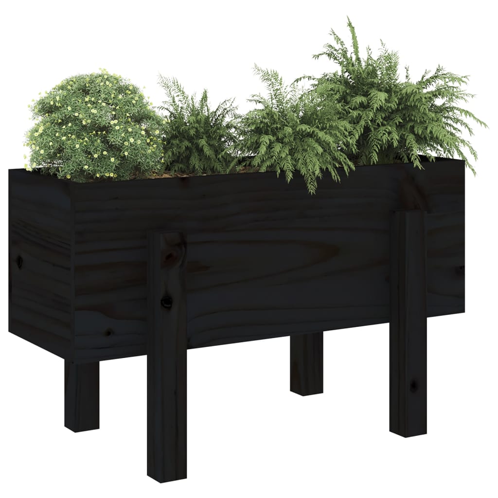 Vidaxl plantenbak 62x30x38 cm massief groenenhout zwart
