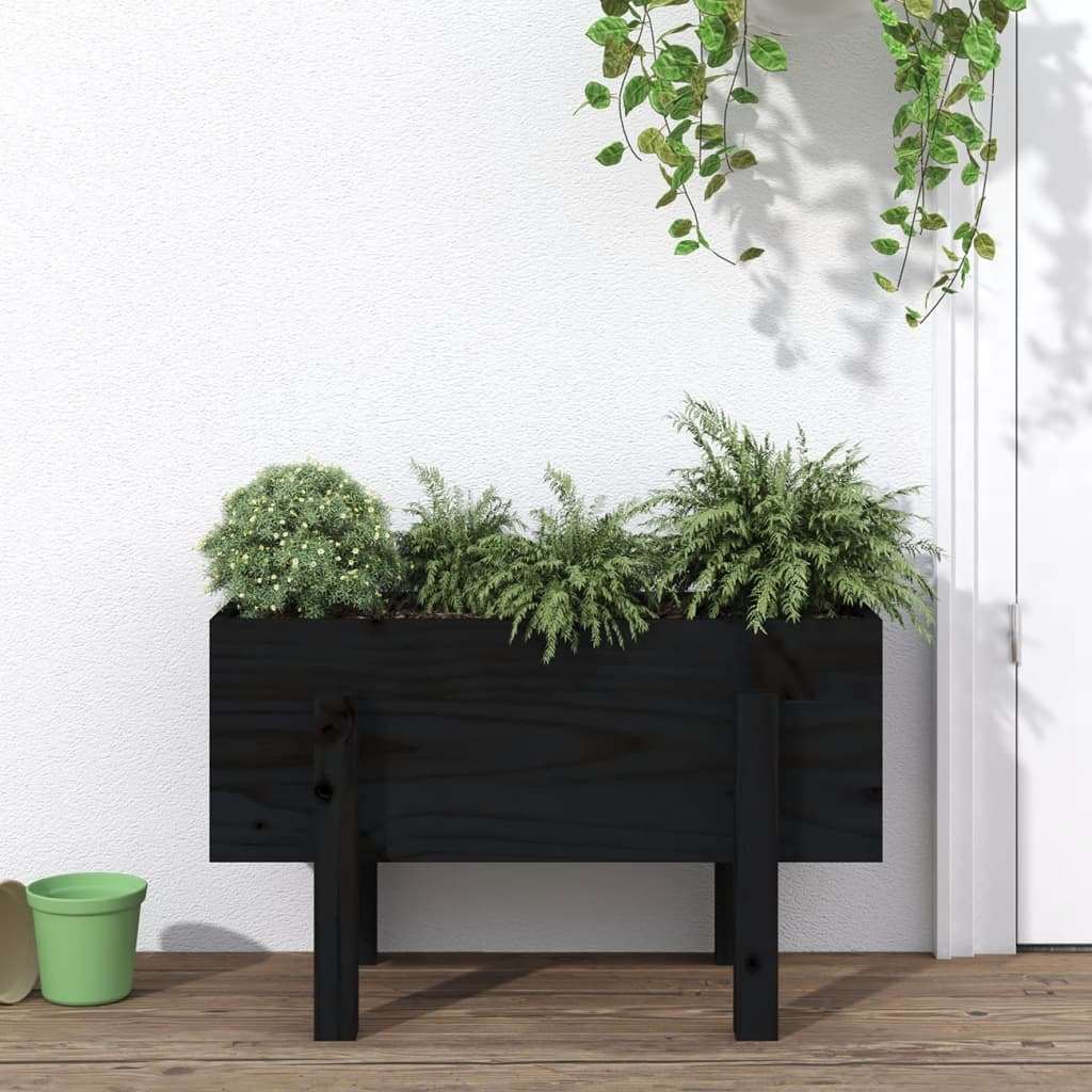Vidaxl plantenbak 62x30x38 cm massief groenenhout zwart