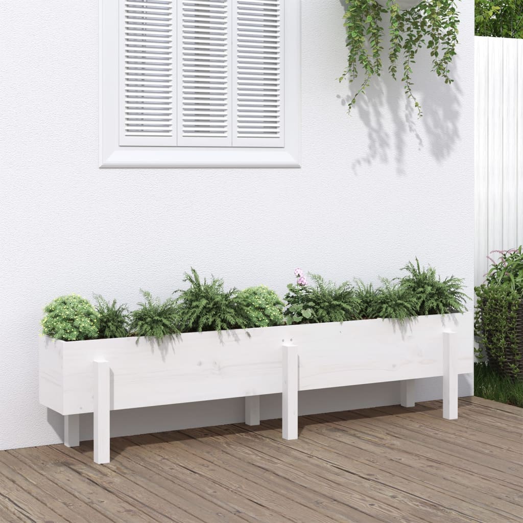 Vidaxl plantenbak verhoogd 160x30x38 cm massief groenhout wit