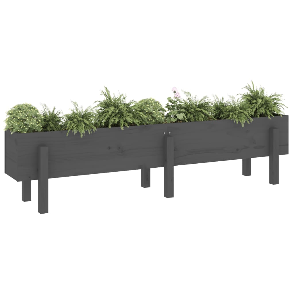 Vidaxl plantenbak verhoogd 160x30x38 cm massief groenhout grijs