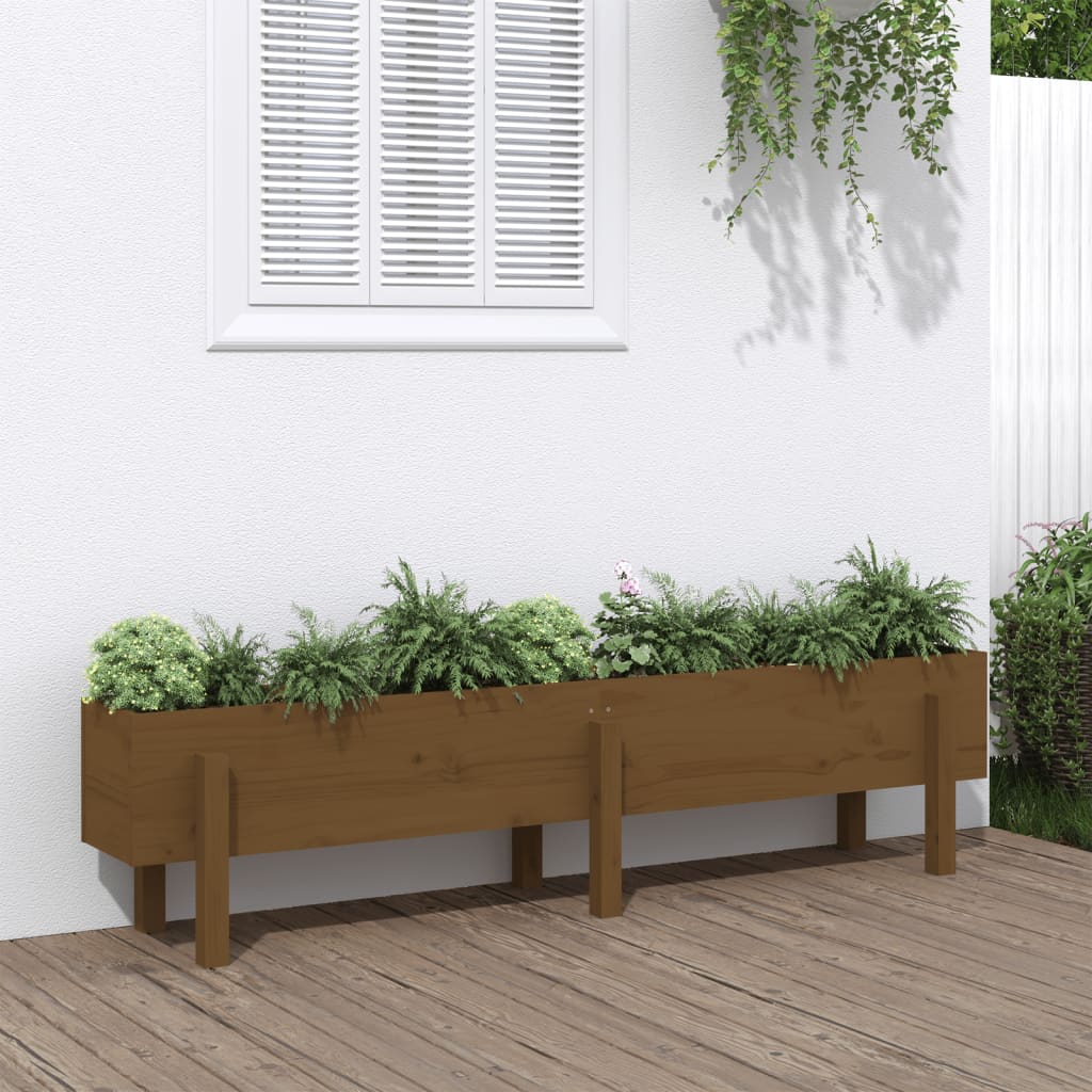 Vidaxl plantenbak verhoogd 160x30x38 cm massief groenhout honingbruin
