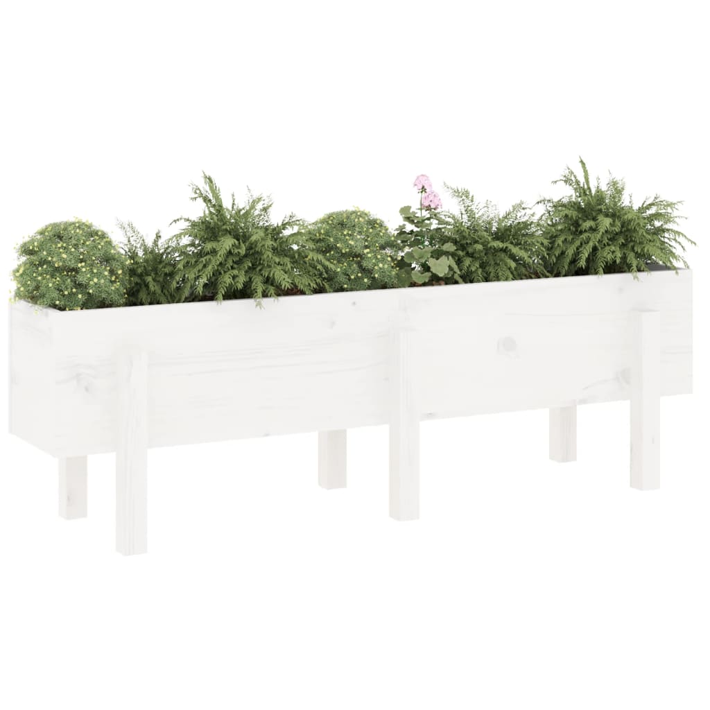 Vidaxl plantenbak 121x30x38 cm massief groenhout wit