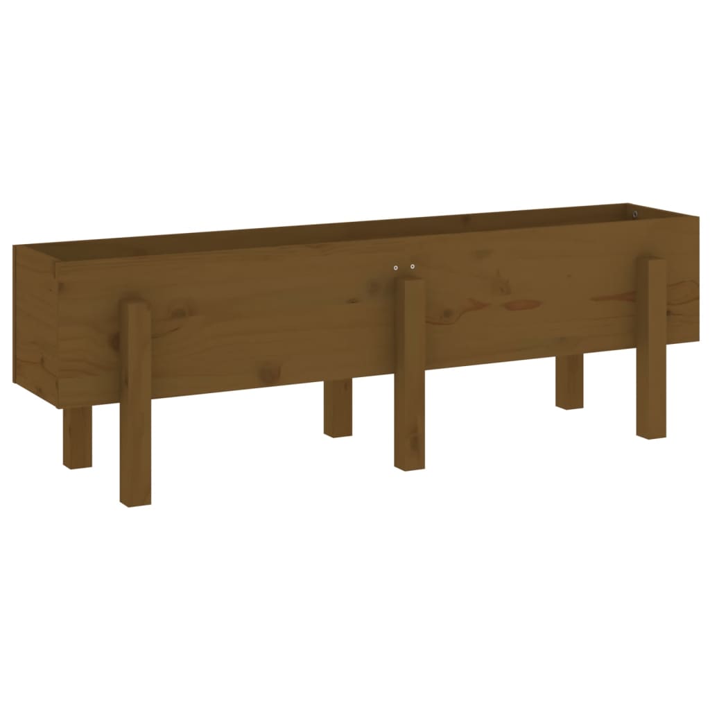 VidaXL Plantenbak ingezoomd 121x30x38 cm massief groenhout honingbruin