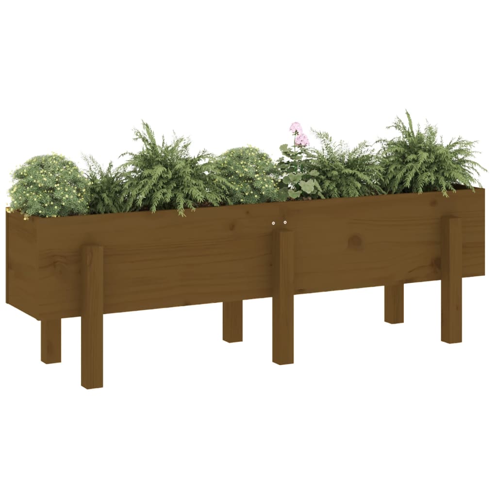 VidaXL Plantenbak ingezoomd 121x30x38 cm massief groenhout honingbruin