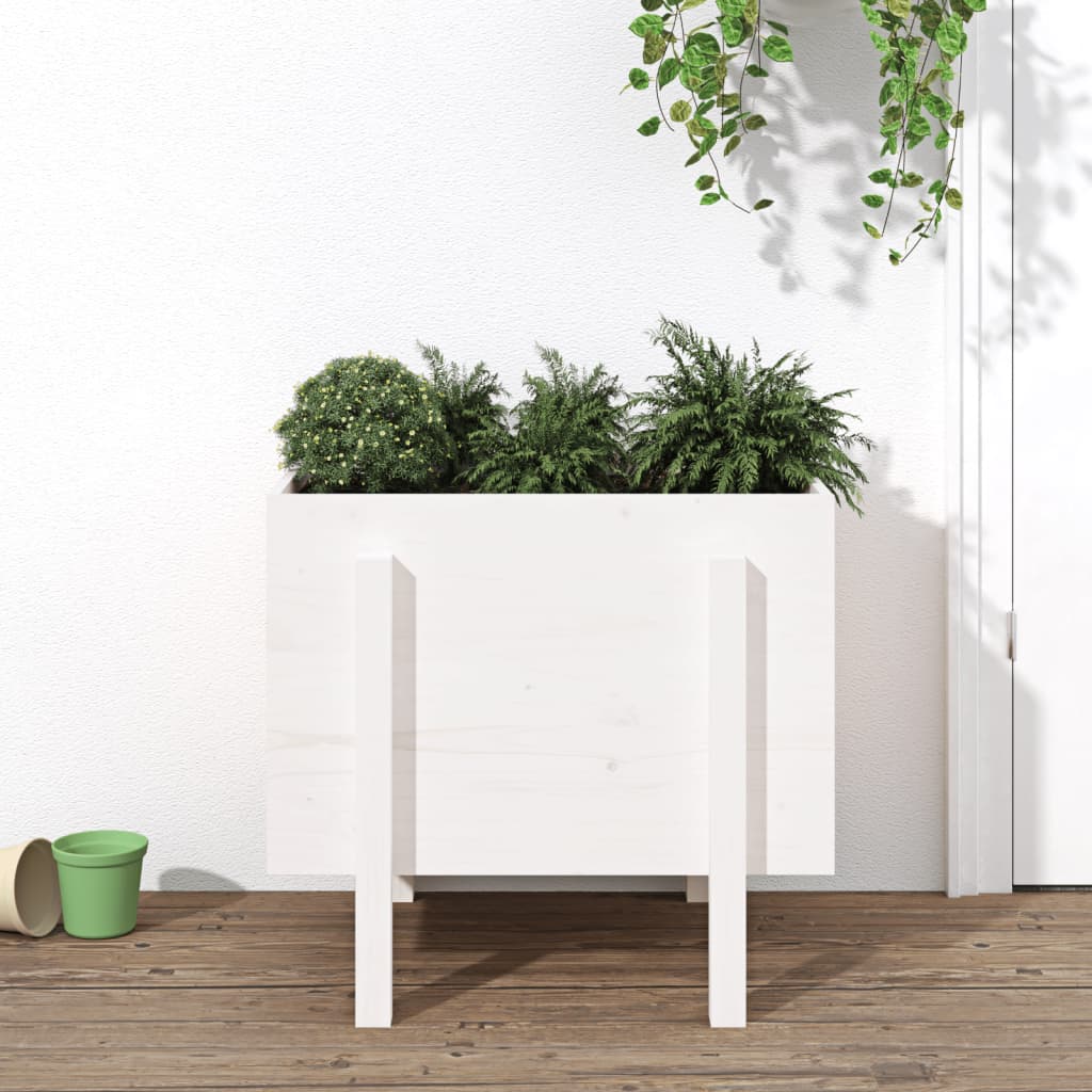 Vidaxl plantenbak 62x50x57 cm massief groenhout wit