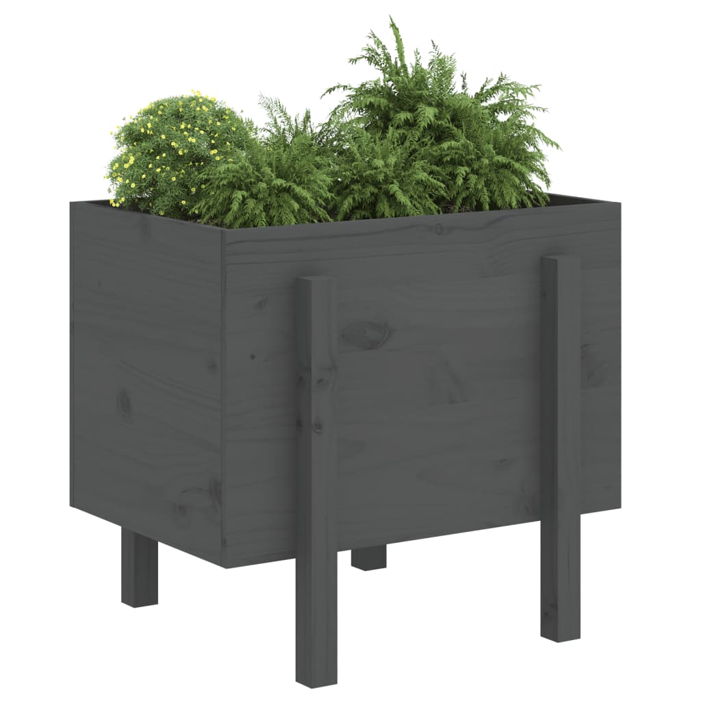 Vidaxl plantenbak 62x50x57 cm massief groenenhout grijs