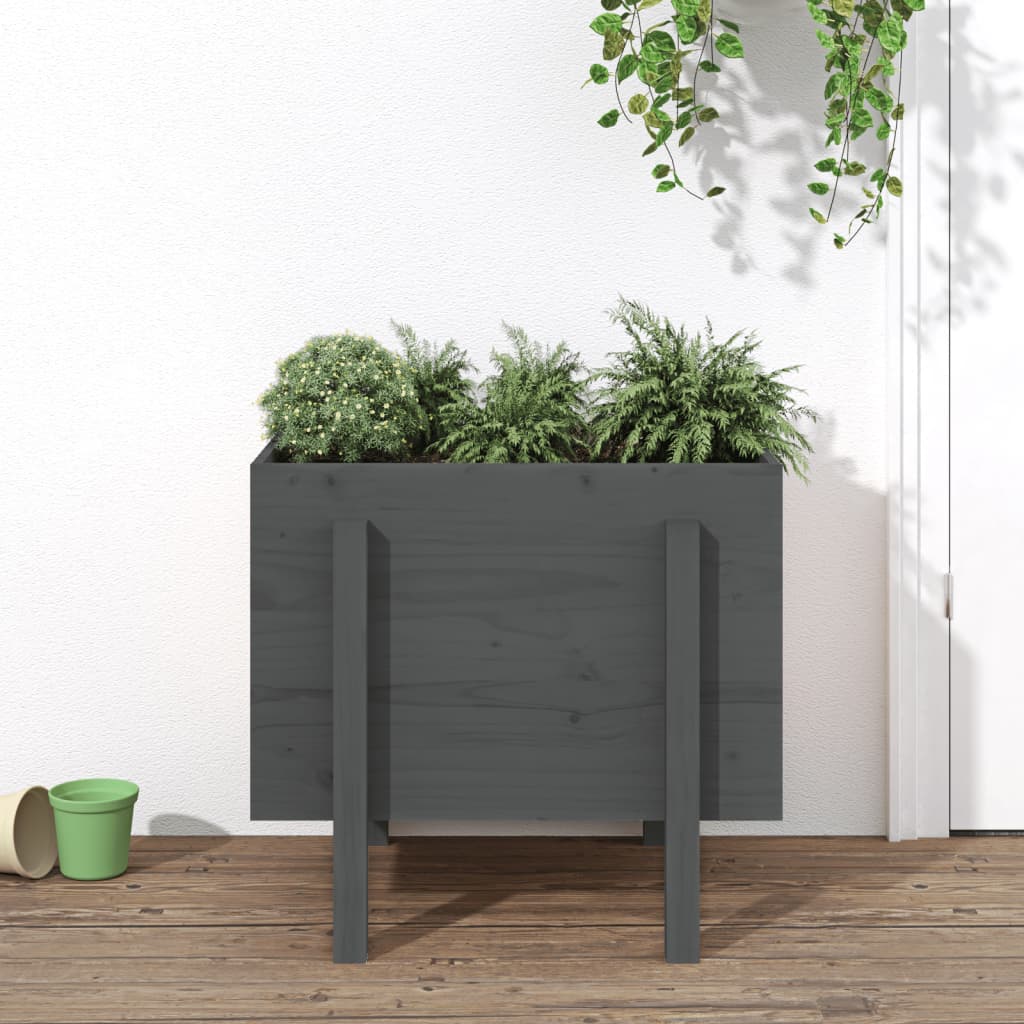 Vidaxl plantenbak 62x50x57 cm massief groenenhout grijs
