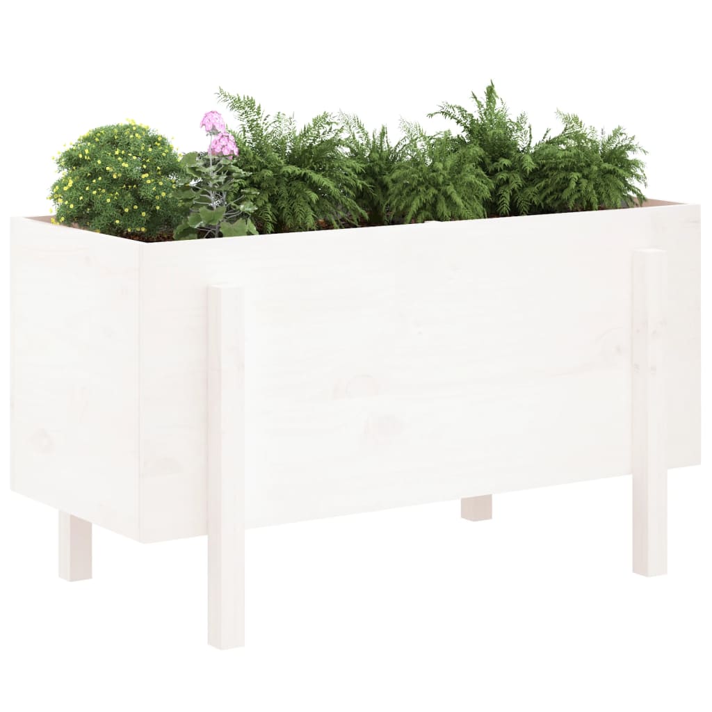 Vidaxl plantenbak verhoogd 101x50x57 cm massief groenhout wit