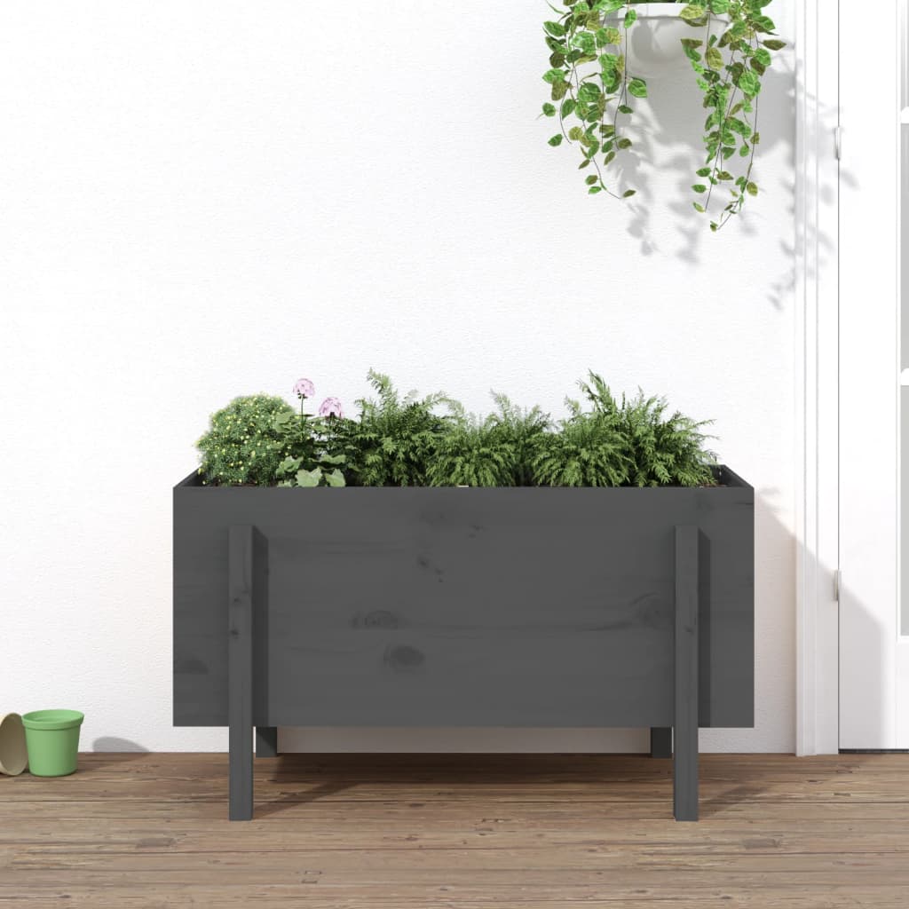 Vidaxl plantenbak verhoogd 101x50x57 cm massief groenhout grijs