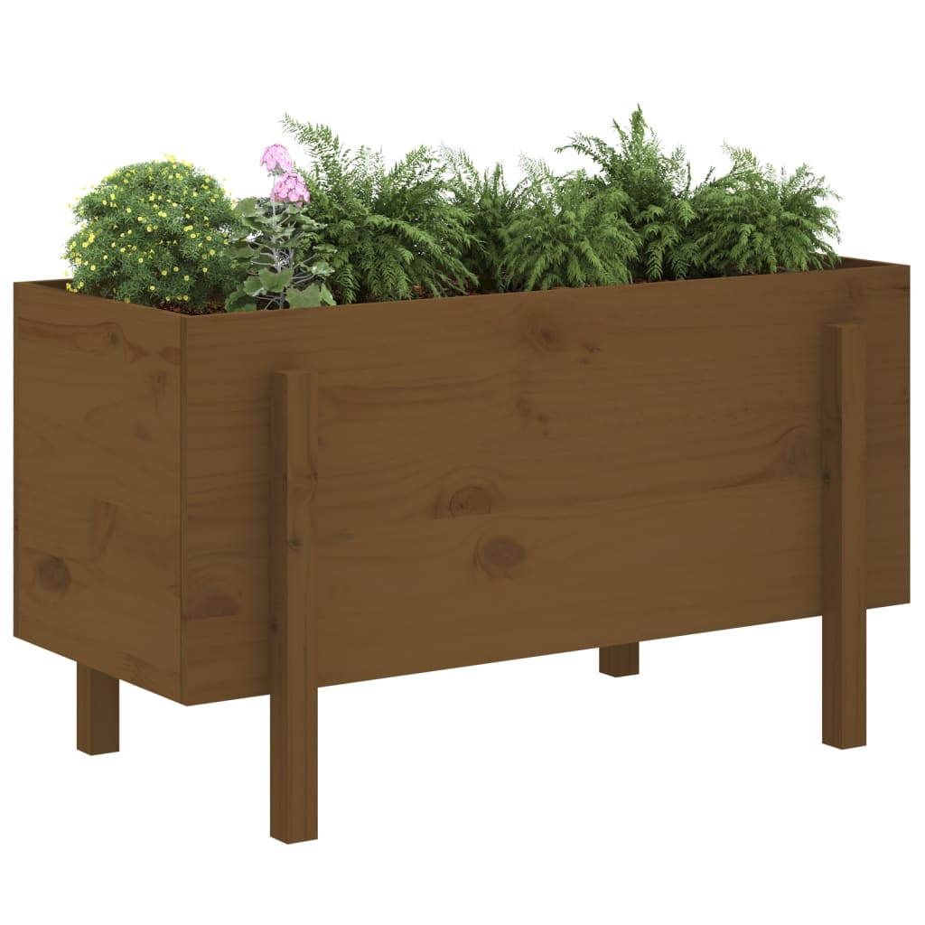 Vidaxl plantenbak verhoogd 101x50x57 cm massief groenhout honingbruin