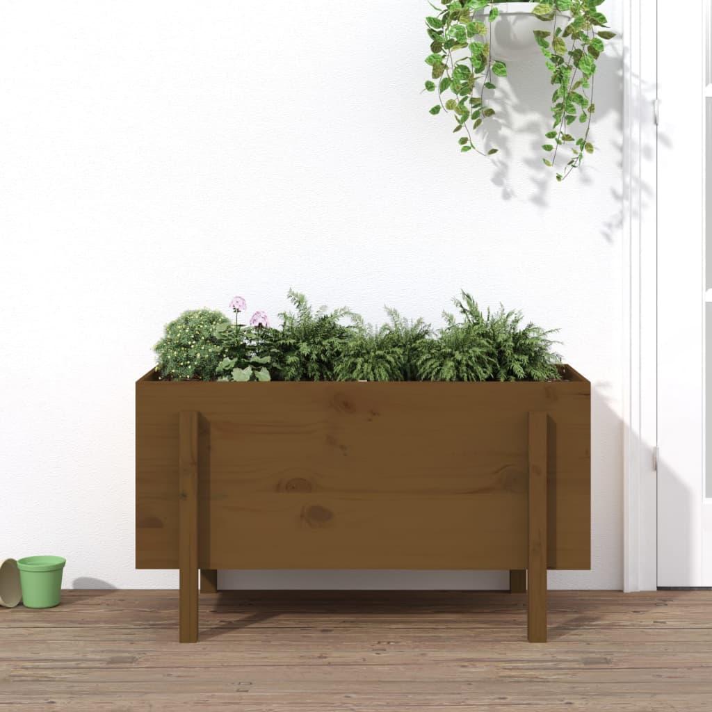 Vidaxl plantenbak verhoogd 101x50x57 cm massief groenhout honingbruin