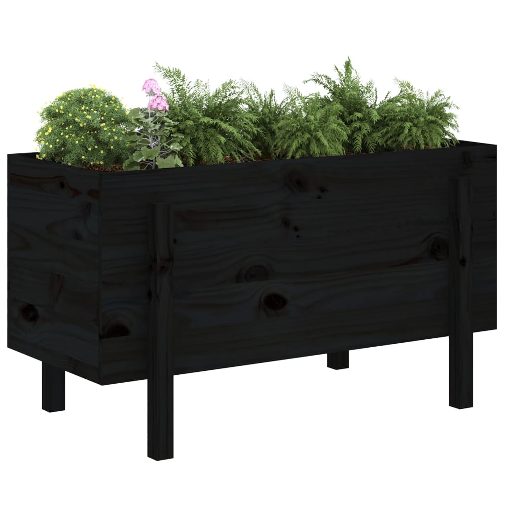 Vidaxl plantenbak 101x50x57 cm massief groenhout zwart