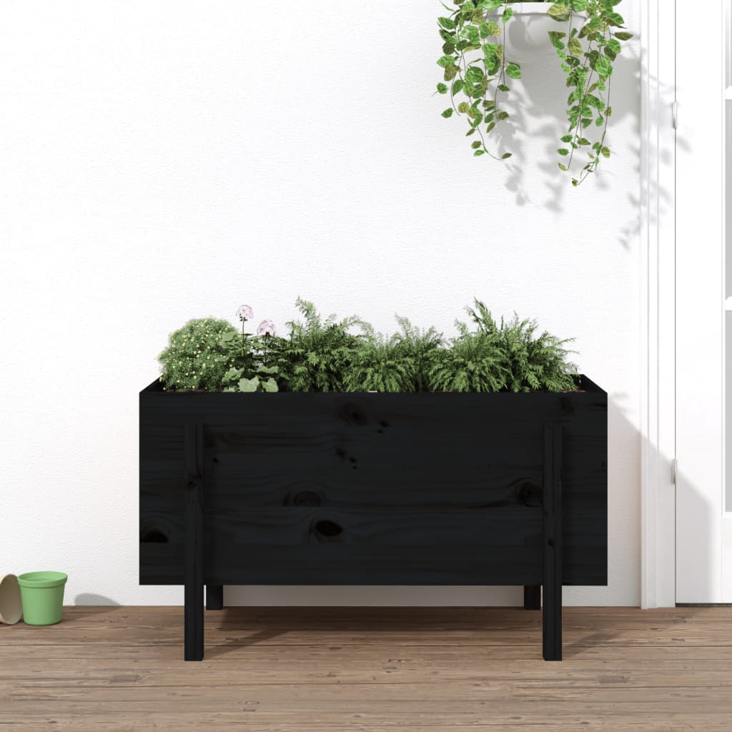 Vidaxl plantenbak 101x50x57 cm massief groenhout zwart