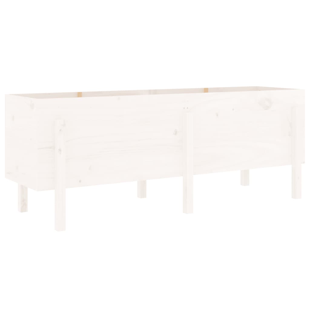 Vidaxl plantenbak verhoogd 160x50x57 cm massief groenhout wit