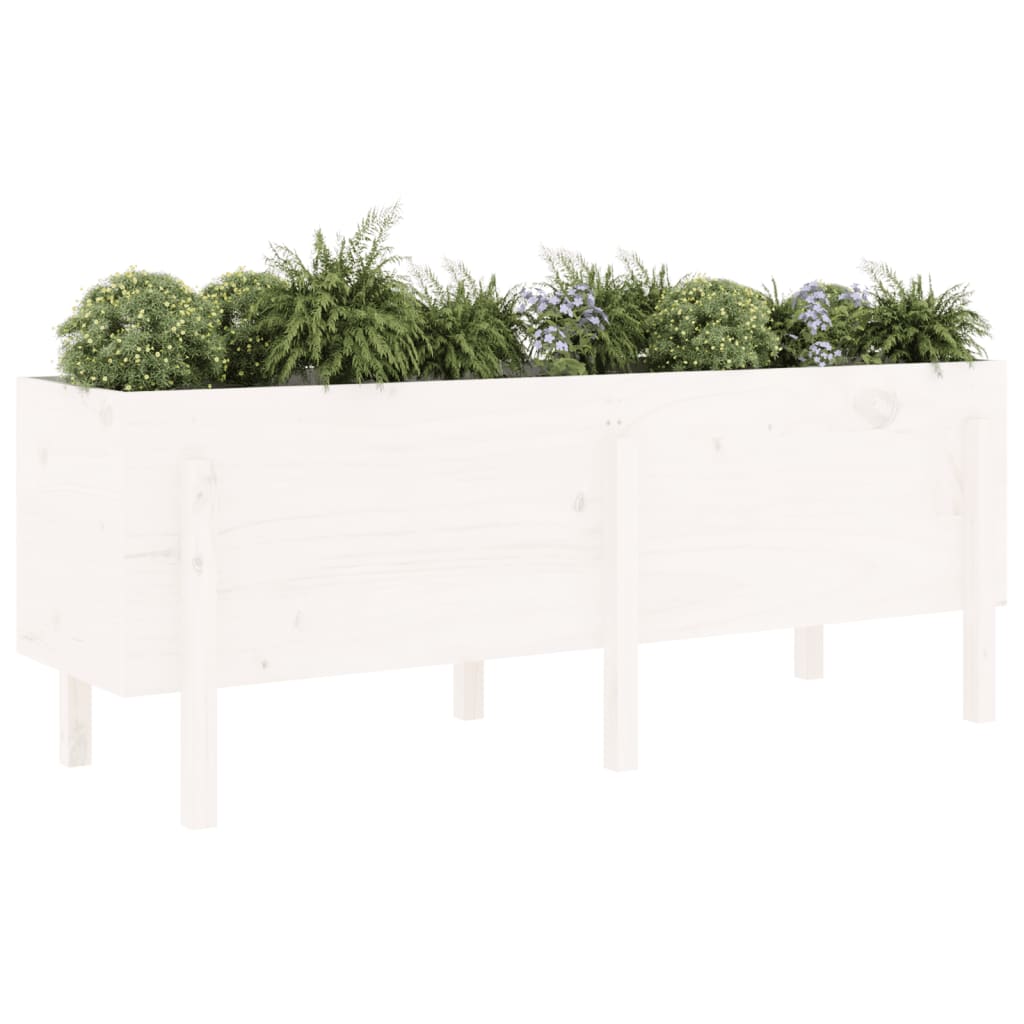 Vidaxl plantenbak verhoogd 160x50x57 cm massief groenhout wit