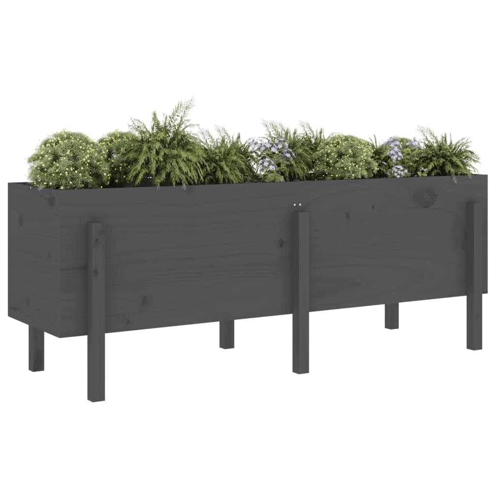 VidaXL Plantenbak ingezoomd 160x50x57 cm massief groenhout grijs