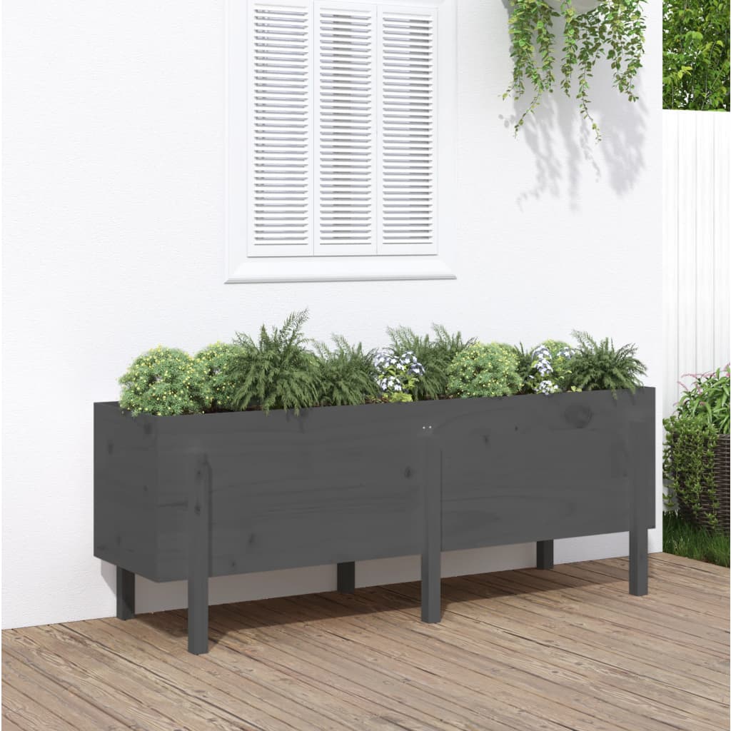 VidaXL Plantenbak ingezoomd 160x50x57 cm massief groenhout grijs
