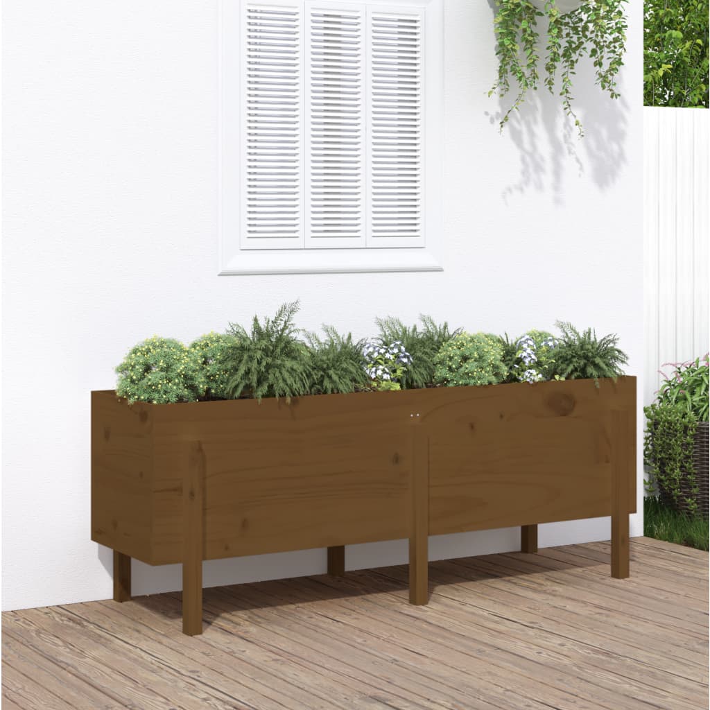 VidaXL Plantenbak ingezoomd 160x50x57 cm massief groenhout honingbruin