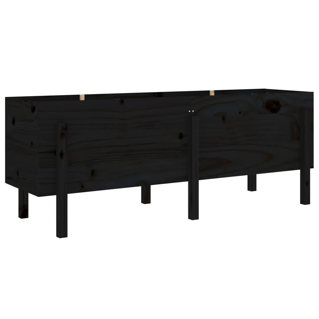 VidaXL Plantenbak ingezoomd 160x50x57 cm massief groenhout zwart