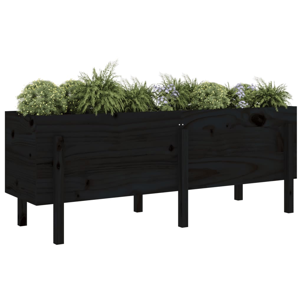 VidaXL Plantenbak ingezoomd 160x50x57 cm massief groenhout zwart