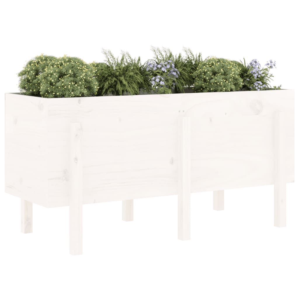 Vidaxl plantenbak verhoogd 121x50x57 cm massief groenhout wit