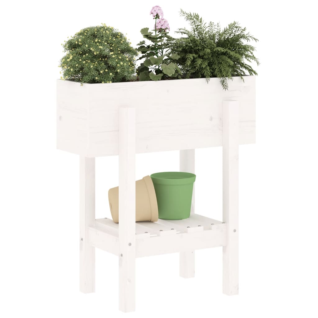 Vidaxl plantenbak 62x30x69 cm massief groenhout wit
