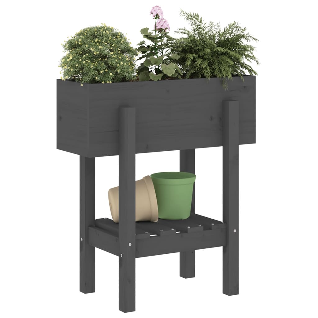 Vidaxl plantenbak 62x30x69 cm massief groenenhout grijs