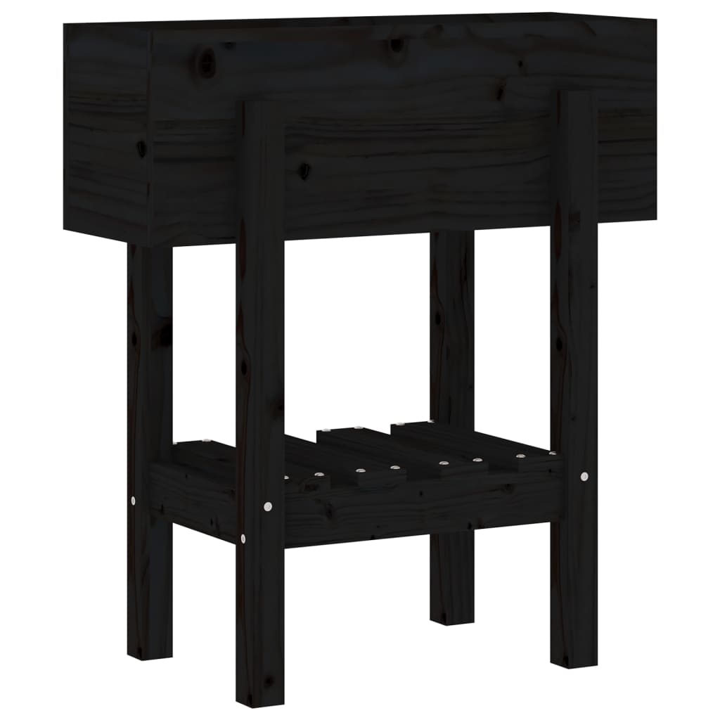 Vidaxl plantenbak 62x30x69 cm massief groenenhout zwart