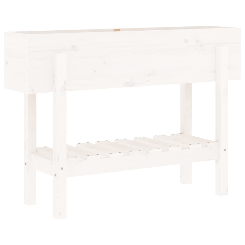 Vidaxl plantenbak verhoogd 101x30x69 cm massief groenhout wit