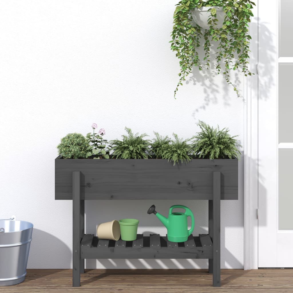 Vidaxl plantenbak verhoogd 101x30x69 cm massief groenhout grijs