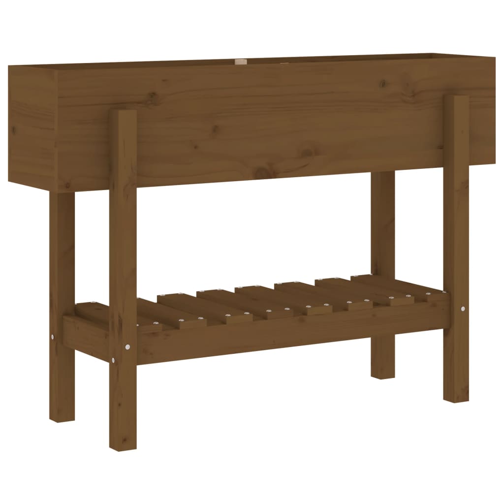 Vidaxl plantenbak verhoogd 101x30x69 cm massief groenhout honingbruin